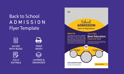 Admission Coming soon Flyer vector template. Junior and senior high school promotion banner. School admission social media post flyer template. - obrazy, fototapety, plakaty