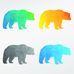Obraz premium Bear Low Poly Animal Clip Art Design. Geometric Polygon Graphic Silhouette Icon. Vector Illustration Symbol.