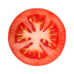 Raw tomato slice isolated on white