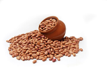 Red Kidney beans in bowl with white background. Rajma Pulses isolated 