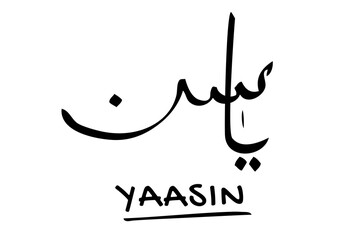 Simple Calligraphy Vector, Heart of Al Quran, primarily a male name of Arabic origin that means The Prophet Muhammad in Arab yaa sin
