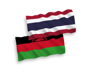 Flags of Malawi and Thailand on a white background
