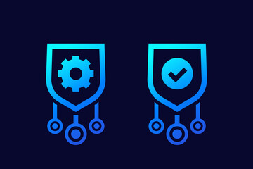 privacy settings vector icons with shield