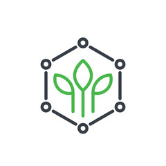 Biodegradable polymer or plastic line icon