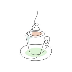 One line cup. Single line illustration. Cup of coffee/tea