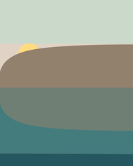 Geometric landscape generative art poster illustration