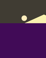 Geometric landscape generative art poster illustration