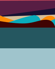 Obraz premium Geometric landscape generative art poster illustration