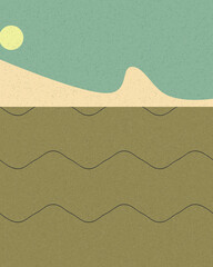 Geometric landscape generative art poster illustration