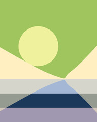 Geometric landscape generative art poster illustration