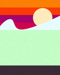 Geometric landscape generative art poster illustration