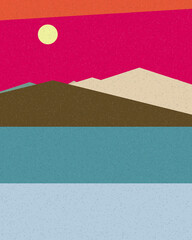 Geometric landscape generative art poster illustration