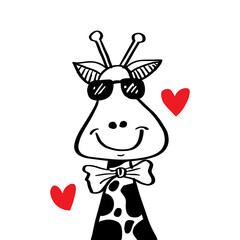 Cartoon giraffe for poster or t-shirt textile