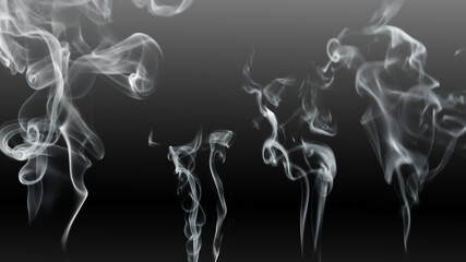Abstract blurred motion of cigarette smoke on black background