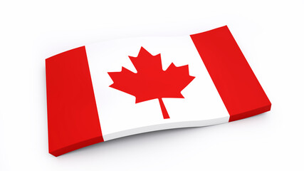 Fototapeta na wymiar 3d model of Canada flag on white background with shadow