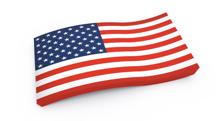 3d model of USA flag on white background with shadow