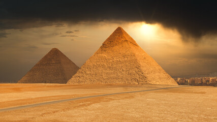 Naklejka na ściany i meble The famous pyramids at Giza in Egypt