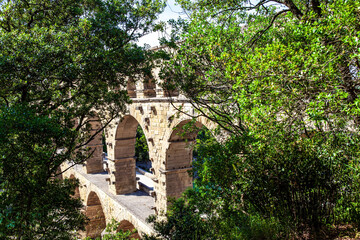 Fototapeta na wymiar The Pont du Gard in forest