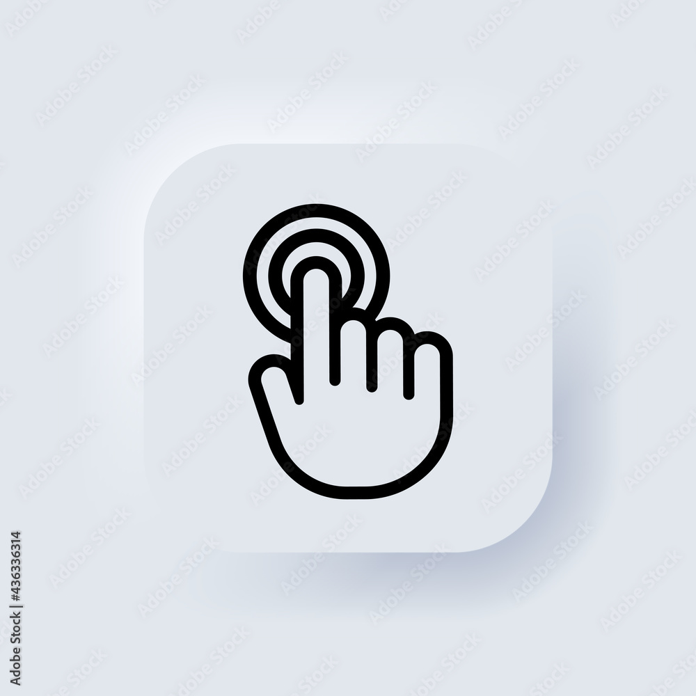 Poster hand pointer icon. hand touch screen smartphone icon. smartphone screen with clicking finger. cursor