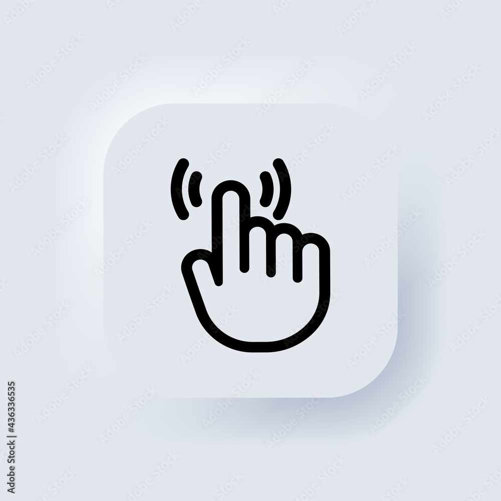 Poster hand pointer icon. hand cursor touch screen smartphone icon. smartphone screen with clicking finger.