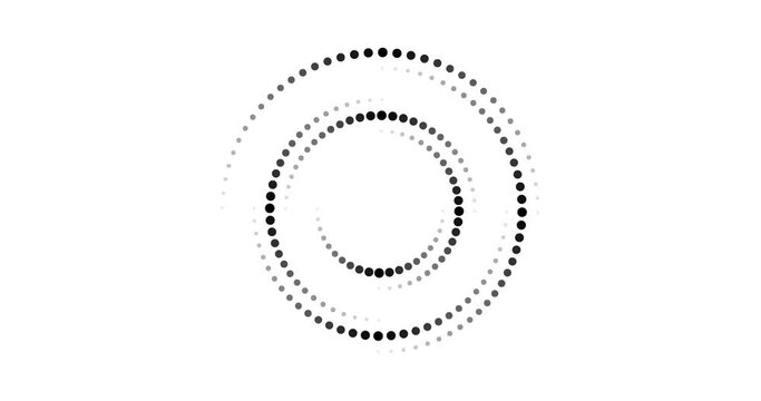 halftone dotted circle rotating. abstract dot round half tone spinning elements