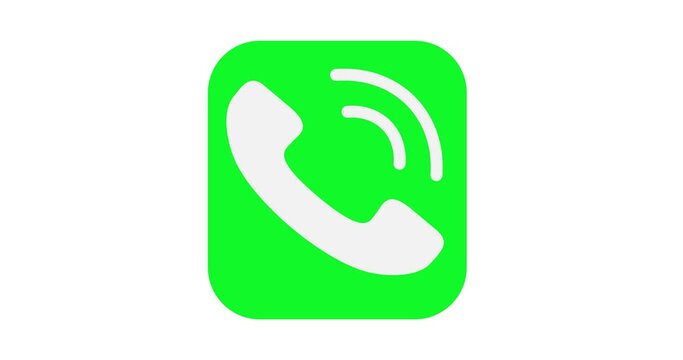 phone call animated icon. telephone symbol receiving a call white background isolated