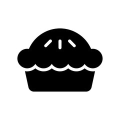 Pie Vector Icon in Glyph Style. A pie is a baked dish usually made from a pastry dough casing filled with various sweet or savory ingredients. Vector illustration icon for app, website, or logo.