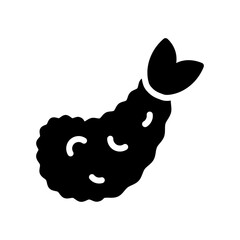 Tempura Vector Icon in Glyph Style. Tempura is a traditional Japanese dish loved by people in Japan. Vector illustration icon can be used for an app, website, or part of a logo.