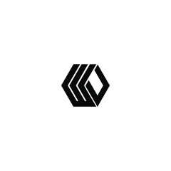 WU initial letter logo heksagon
