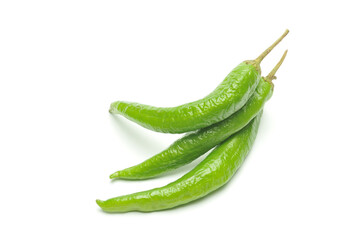 Green peppers on white background
