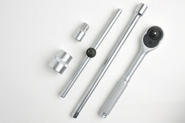 Wrench for nuts and bolts on a white background