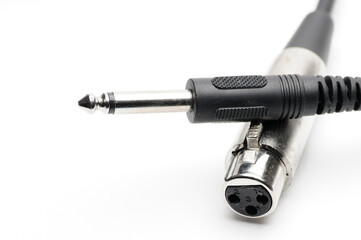 Audio cable with XLR and TRS jack connectors for microphones and professional audio equipment on a...