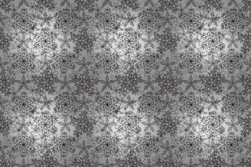 Seamless pattern with interesting doodles on colorfil background. Pano. Raster illustration.