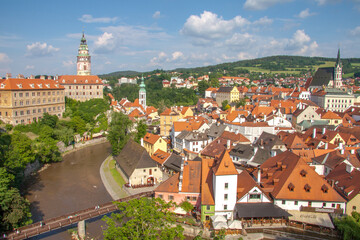 Naklejka na ściany i meble view of the historical center of Český Krumlov from the castle viewpoint
