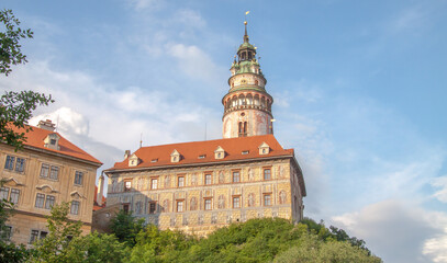 Fototapeta na wymiar view of the historic castle with a tower - Český Krumlov