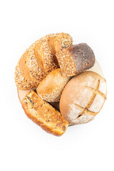 Composition with fresh breads isolated on white