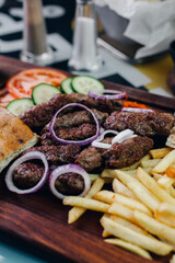 cevapi balkan food closeup with onion