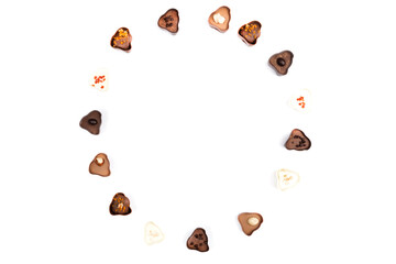 chocolate assortment candies isolated on white background