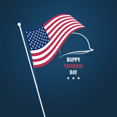 Vector illustration dedicated to veterans day in the USA on a dark blue gradient background. Happy veterans day. Poster, banner, sign.