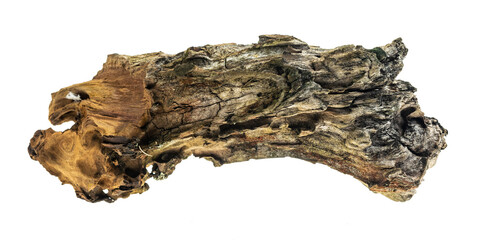 old piece of wood on a white isolated background