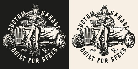Fototapeta premium Custom garage vintage monochrome emblem