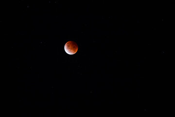 Blood red moon during total lunar eclipse.