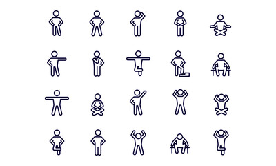  Basic posture icons vector design 