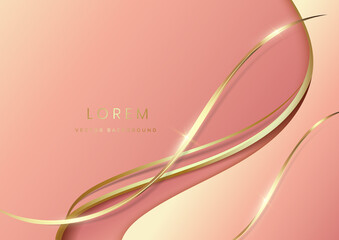 Abstract luxury background 3d overlapping with gold lines curve. Luxury style.