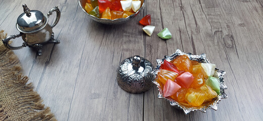 Traditional rock candy, Turkish Sweet Sugar Ramadan (Ramadan) Dishes.
