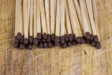 matches on a wooden board