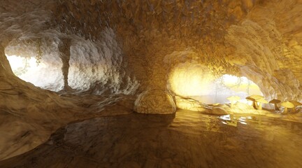 Realistic 3D Render of Cave