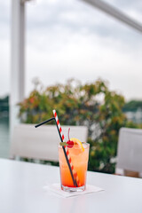 Cocktail on white table fresh summer