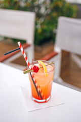 Cocktail on white table fresh summer