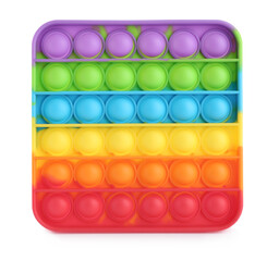 Rainbow pop it fidget toy isolated on white, top view